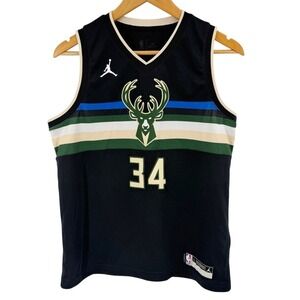 Nike Bucks Giannis Antetokounmpo 34 Swingman Black Jersey Youth Large 14/16